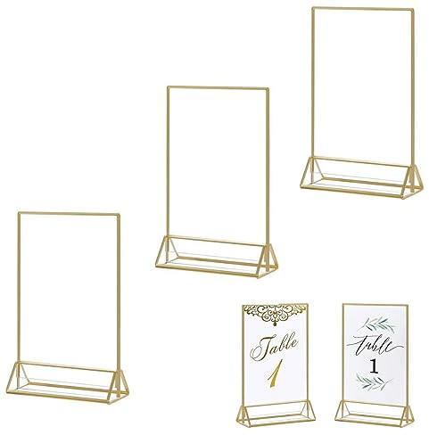 Hoshisea 3 Stück Acryl Tischaufsteller Gold Tischkartenhalter, Acryl Tischaufsteller, Menükartenhalter, für Werbedisplays, Fotoplatzierungen, Menüanzeigen