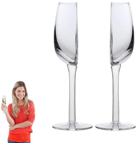 Ristyur Demi-Verre De Vin – Verre À Vin Amusant Coupé en Deux De 140ml - Tasses À Champagne en Verre Transparentes Et Créatives - Demi-Verre À Vin À Pied Long pour Anniversaire, Mariage, Fête