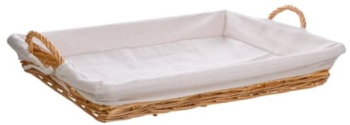 Bandeja de Mimbre con Forro Blanca 65x50x9
