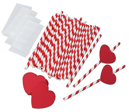 MAGICLULU 40pcs Paper Straws Heart-Shape Decorative Straws for Party Event Decorations