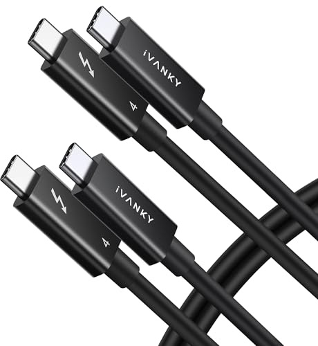 IVANKY Thunderbolt 4 Kabel 240W USB C Ladekabel Für Laptop 2 Pack 1.5M | 40Gbps Daten, USB4/TB4 Type C, 8K Video, Für MacBook Pro M5/Air/Neo, iPhone 17/16, iPad Air M4, Samsung Galaxy S25, Laptop