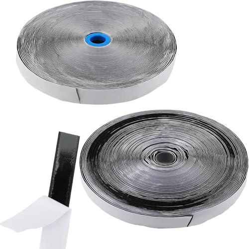 DAKFOOK 2 Roll 25m x 30mm Hook and Loop Tape, Self Adhesive Double Sided Sticky Back Fastening Strip, Black