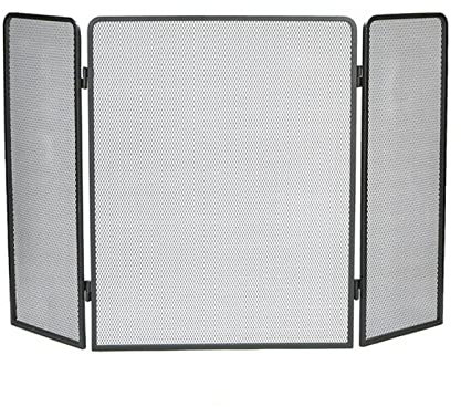 Schermi decorativi Griglia per caminetto Parascintille Stile classico 3 pannelli Parascintille in metallo Rete metallica Copertura antiscintilla nera Accessori per caminetto Protezione antiscintilla