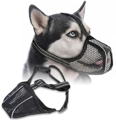 MAEXUS Maulkorb für große Hunde Verstellbarer Maulkorb für Hunde Einfach zu tragen Bequem und atmungsaktiv Gittergewebe Vermeiden Sie Essen und Beißen Geeignet für große und mittelgroße Hunde (XXL)