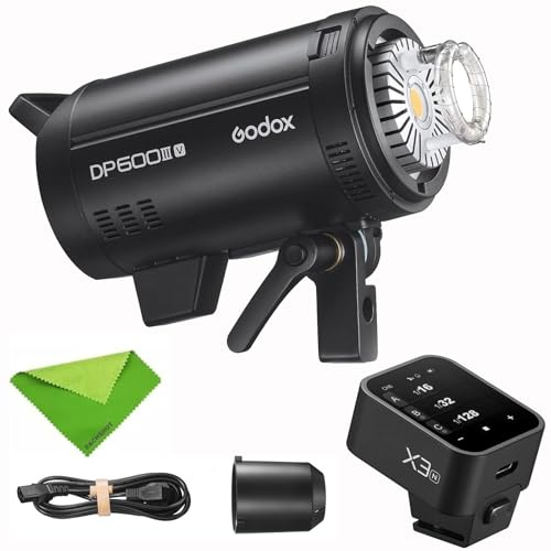 Godox DP600III Flash stroboscopico da studio da 600 W con trigger X3-N GN106 0,1-1 S Tempo di riciclo, sistema 2,4 G X CCT 5600 ± 200 K Bowens Mount Monolight (DP600III-V)