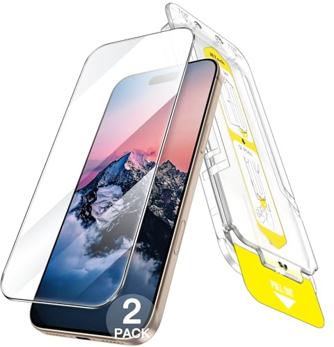 JETech Skärmskydd för iPhone 16 Pro Max 6,9-Tum, 10 Sekunders Superenkel Installation med Ett Steg Inriktningsfack, Bubbla-Fri Härdat Glasfilm, Case-Friendly, HD Klar, 2-Pack