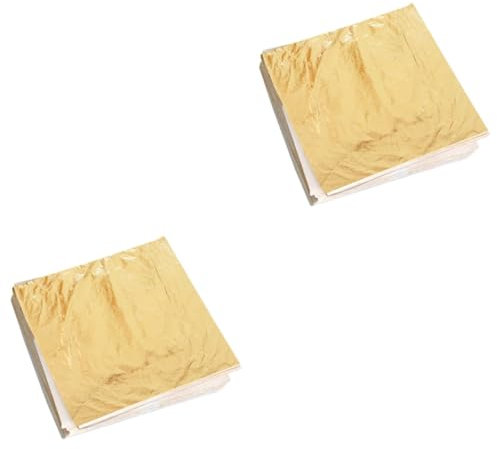Beaupretty 2 Sets Imitationsfolien-papierblätter Goldfolie Schillernde Dekorative Folie Für Heimkunstprojekte 100 Stück * 2