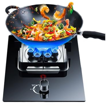 Cuisinière À Gaz Avec 1 Brûleur, Cuisinière À Gaz De Camping 5,2 KW, Cuisinière De Comptoir De Cuisine, Support À Casseroles En Fonte En Verre Trempé, Avec Protection Contre Les Flammes