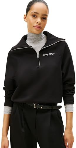 Tommy Hilfiger Donna Felpa con Cerniera Classic Script Fleece Mezza Zip
