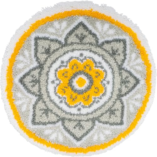 VERVACO Kit Alfombra Gancho De Pestillo Alfombras De Habitacion MANDALA DIY Manualidades Adultos Set Creativo Regalo Bordado Kit Principiantes ca. 55 x 55 cm Latch Hook Embroidery