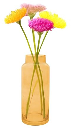 Point-Virgule Vase decoratif, décoration Maison, Vase Fleur en Verre, Jaune, 12.50x30cm