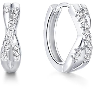 Cangall Ohrringe Creolen 925 Sterling Silber Creolen für Damen, Hypoallergen Leichte Ohrringe Silber 925, Kleine Schlafen Knorpel Creolen Silber 925, Unendlich Silberohrringe Geschenk für Frauen
