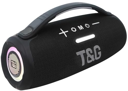 EASY SPEED Altavoz Bluetooth Potente 5.3,Altavoces Bluetooth Impermeable,Conexiones USB (Tipo-C), Aux, Radio FM,Alcance 10 Metros,para Exterior,Negro