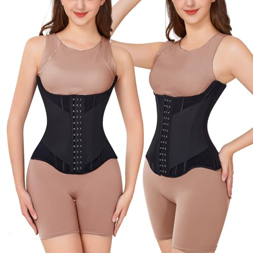 Yixinly Korsett Damen Bauchweg, Waist Trainer Damen Fitness Waisttrainer Bauchweggürtel U-förmiger Taillenformungsgürtel für langes Sitzen, Schwarz (L)