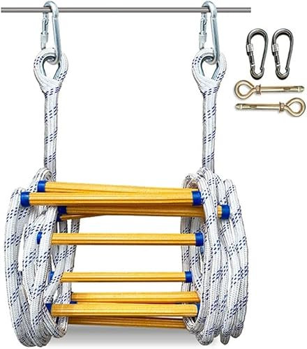 LUMSGN Échelle de Corde, échelles de Secours, échelle de Secours de 3 mètres, Corde de Sauvetage antidérapante, échelle de Secours d'urgence Pliable, échelle de Corde de Sauvetage H Souple et compa
