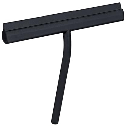 WENKO Bad- & Duschabzieher Mod. Agana silikonbeschichteter Edelstahl mit Haken magnetische Wandhalterung streifenfreies Abwischen 25 x 4 x 22 cm schwarz