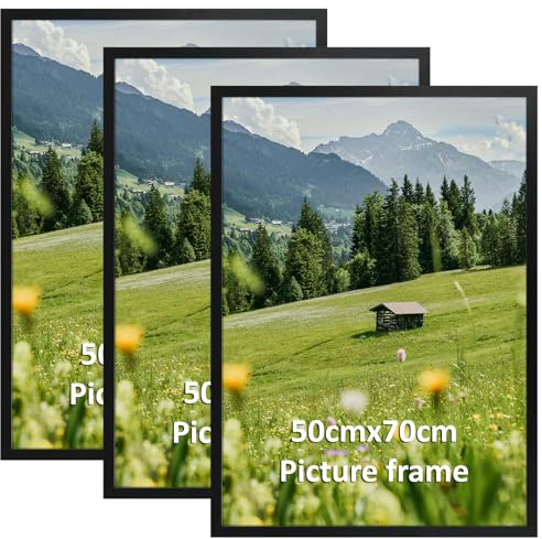 Hoikwo Cornice 50x70, Portafoto Nero in Alluminio,Cornice Foto da Parete, Set da 3