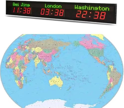 Horloge mondiale numérique LED avec plusieurs fuseaux horaires, luminosité réglable, idéale pour les hôtels et les bureaux multinationaux