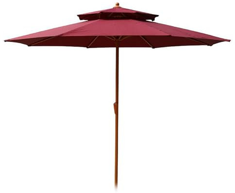 CRBUDY Ombrellone da Giardino con tettuccio ventilato a 2 Livelli, ombrellone Pieghevole in Alluminio con manovella e 8 Stecche per Balcone, terrazza, Cortile, Rosso (Rosso 270 cm/9 Piedi)