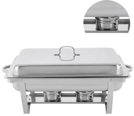 Chafing Dish Buffet Mit Deckel | Rechteckig 63x35x32cm 3x2,5L | Edelstahl | Warmhaltebehälter Für Buffets, Restaurants & Partys – Hält Speisen Warm/Brennstoff Oder Kalt/Eis – Ideal Für Catering