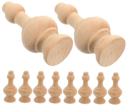 Veemoon 10pcs Unfinished Solid Wood Decorative Columns Baluster Spindles Wooden Staircase Spindles Decorative Wood Balusters Craft Supplies