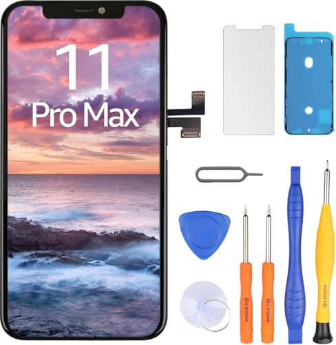 LL TRADER Screen Replacement for iPhone 11 Pro Max LCD 6.5 with Repair Kit | Touchscreen 3D Touch Digitiser Frame Mount with Waterproof Adhesive Tape, Protector (Programmable True Tone)
