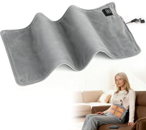 SGZIOO USB Heating Pad, 5V Electric Heat Pad with 3 Temperature Levels, 60 * 30cm Travel Heating Pad Electric, Fast Heating Technology, Heat Pads for Pain Relief, for Back Neck Shoulder (Gray)