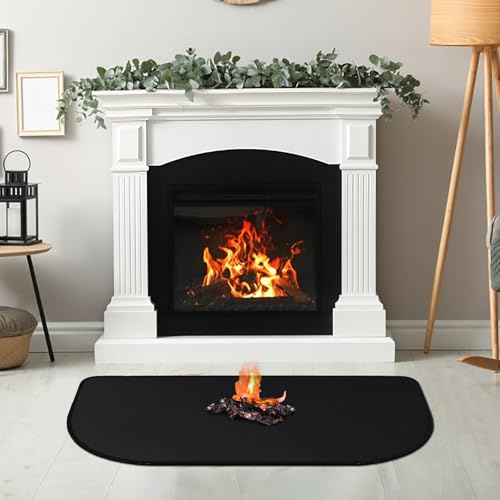 YushengTai Tapis de cheminée ignifuge 102 x 50 cm – Plaque de protection contre les étincelles pour poêle et poêle à bois – Tapis de protection de sol résistant à la chaleur pour protéger contre les
