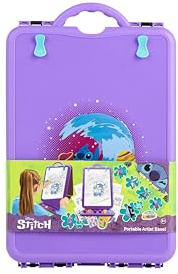 Disney Stitch bärbar staffli för barn | konstnärslåda med färgbilder och pennor | Målarset stitch-motiv | kreativt set från 3 år | rittavla för barn på språng pysselgåva