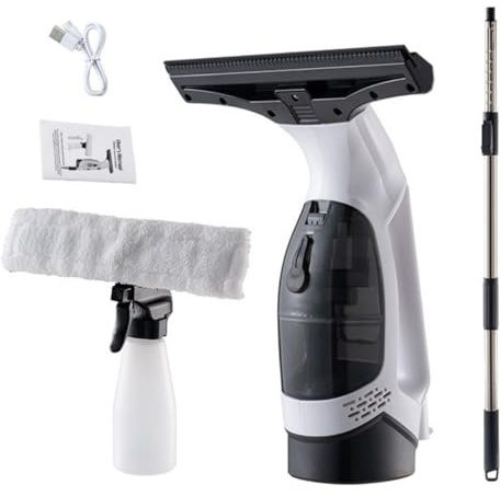 LFXLKVI Window Vacuum Set Cordless Handheld Vacuum Rechargeable Window Washer 35 Minute Runtime 150ml Water Tank for Mirrors Showers Tiles Smooth Surfaces