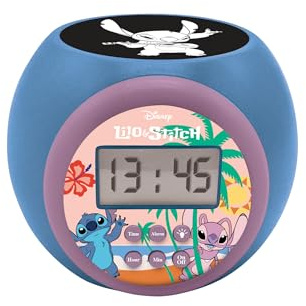 Lexibook, Stitch, Projektor-Wecker, RL977DLXB | Deckenprojektion, Timer, LCD-Display, Schlummerfunktion, Batteriebetrieben, Blau