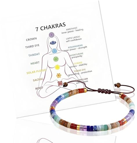 Chakra Bracelets for Women, Beaded Bracelets for Women with Inspiring Card | Adjustable Womens Bracelet, Exquisite Chakra Gifts Spiritual Gifts for Gifting to Family and Friends