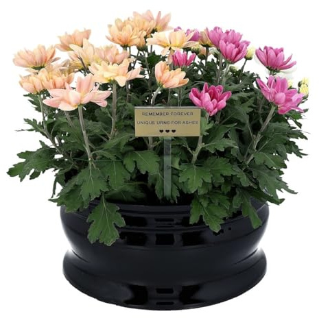 Remember Forever Pot de fleurs commémoratif lourd – Bol de cimetière résistant aux intempéries avec option de gravure personnalisée (plaque oui)