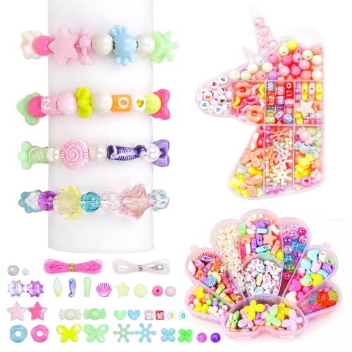 Shyllin Kit Bracelet Enfant,Perles pour Bracelet avec Boîte Licorne&Océan