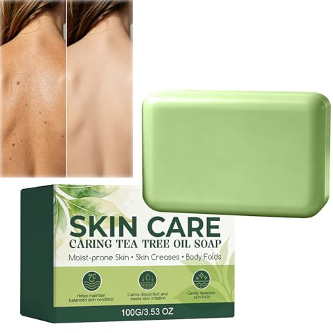 Barra de jabón de aceite de árbol de té, barra de jabón de árbol de té natural, barra exfoliante y sin secado, barra de jabón, jabón suave para pies y cuerpo (1PCS)
