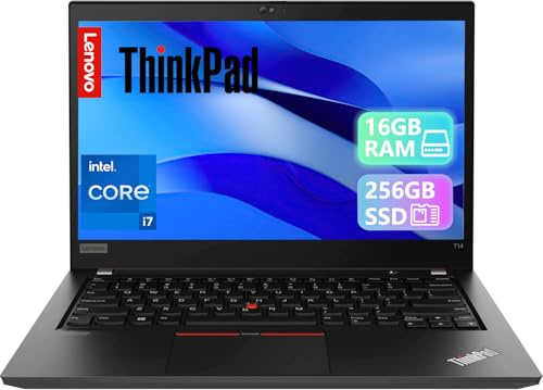 Lenovo Thinkpad T14 Gen 1 - Ordenador portátil profesional de 14 pulgadas FHD (1920 x 1080), Intel Core i7-10510U, 16 GB de RAM, SSD de 256 GB, teclado QWERTY, Windows 11 Pro (Reacondicionado)