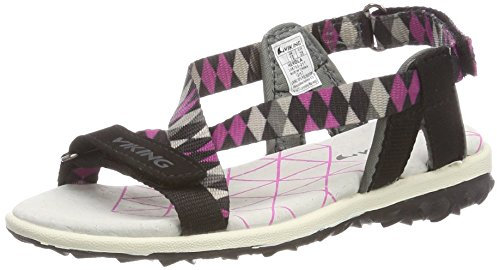 viking Herdla, Sandali con Chiusura sul Retro Bambina, Nero Fucsia 217, 35 EU