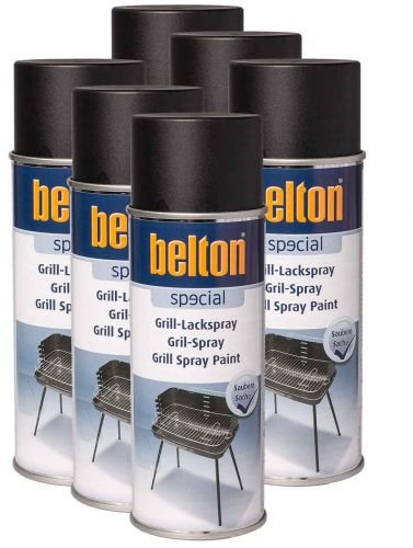 6x Belton 0.4L BBQ Spray Paint – Heat Resistant Spray Paint Outdoor Range – BBQ, Grill, Oven