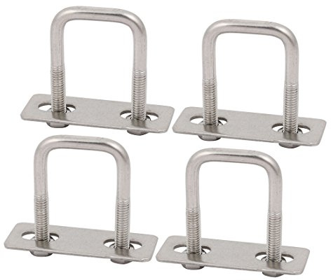 sourcing map 4 Stück Bügelschraube M6 x 25 x 50mm Quadratrohrschelle U Bolzen Quadratische U Bügel mit Gewinde 304 Edelstahl U Schrauben mit Mutter Platte für Auto Rohr Abschleppen Befestigung