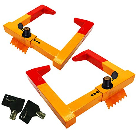 ZONETECH 2-Pack Security Wheel Chock Lock- Trailer Clamp Boot Tire Claw - Premium Quality Heavy Duty Stabilizer Anti- Theft -Protective for Parking Car, Trailer, Truck and SUV