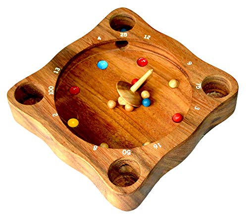 Knobelholz Tiroler Roulette Kreiselspiel Twister Roulette für 2 bis 8 oder mehr Personen Trinkspiel Glücksspiel Geschicklichkeitsspiel Familienspiel Kinderspiel Unterhaltungsspiel