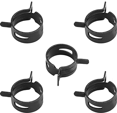 MroMax 5Pcs 0.91(23mm) ID Spring Band Hose Clamps, Black Hose Clamp Fit for 1 OD Fuel Line, Silicone Vacuum Hose Pipe, Air Hose Tube and Water Pipe, Bushing Automotive Replacement Fastener