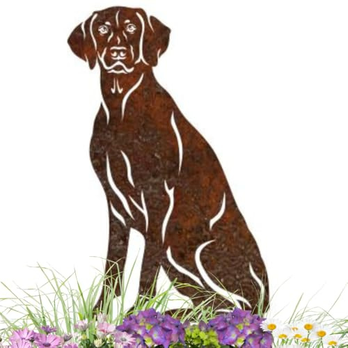 Terma Stahldesign Edelrost Hund Verschiedene Rassen, Handmade Germany, tolle gartendeko aus Rost-Metall, deko rostoptik, Rostfiguren Tiere, rostfiguren Garten, Rostdeko (Weimaraner)