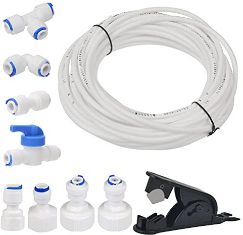 BNPCBU Kit de tubos de suministro de agua de 15 metros y conectores de refrigerador para refrigerador doble de estilo europeo (tubo de 0,63 cm)