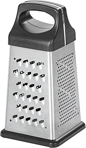 1 x Stainless Steel 4 Ways Hand Grater 4 Sided Box Zester Strong Handheld Graters Razor Sharp Blade Cheese & Zester for Lemon Ginger Root Vegetables, Parmesan Cheese and More Ingredients (Black)