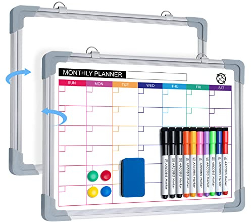 ARCOBIS Monatsplaner Mini Whiteboard 40 x 30 cm, hängend, doppelseitiges Whiteboard zum Planen