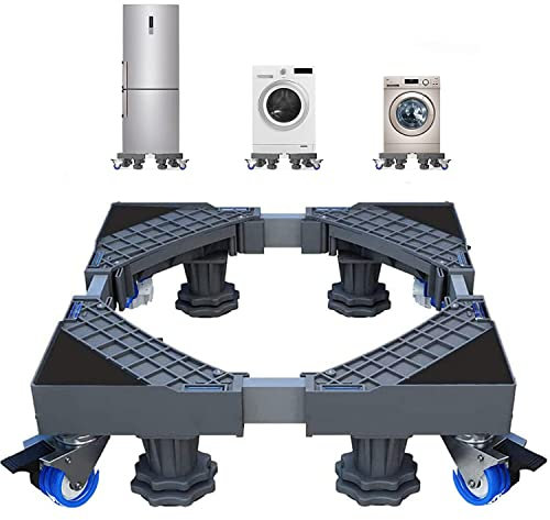 JEEWHEET Multi-functional Movable Adjustable Base Washing Machine, Appliance Wheels, Adjustable Length 41-64cm Height 9-12cm Load 300kg, 4 Swivel Wheels for Washing Machine,Dryer & Refrigerator