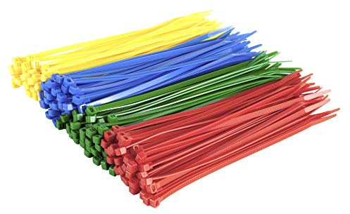 Gocableties Kabelbinder Blau, Rot, Grün, Gelb 200 Stück 200 x 2.5 mm | 8,1 kg Zugfestigkeit, UV-beständig