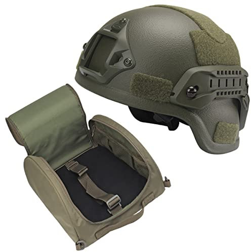 3A Hochwertiger, Schneller Ballistischer Helm, Kugelsicherer Militär Helm, Wird Mit Einer Taktischen Mehrzweck-Helmtasche Mit Großer Kapazität,Grün