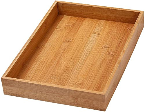 YBM Home Bamboo Drawer Organizer Storage Box for Kitchen Drawer, Junk Drawer, Office, Bedroom, Children Room, Craft, Sewing, and Bathroom, 1 Pack, 10x14x2